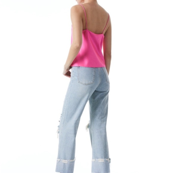 Alice + Olivia Harmon slip tank top in French Rose Pink size XS - Picture 3 of 7